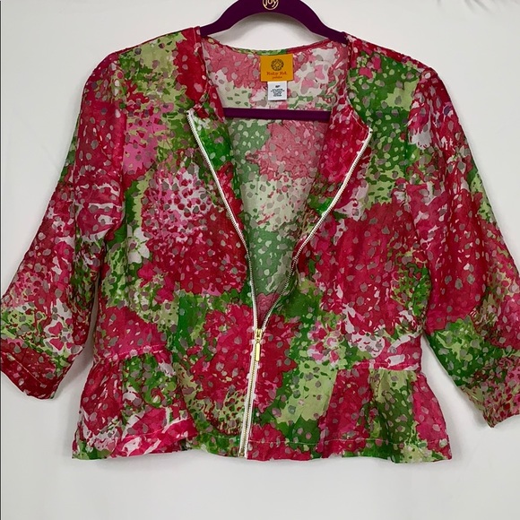 Ruby Rd. Jackets & Blazers - Ruby Rd. Pink/ green 3/4 length sleeves blazer 8P